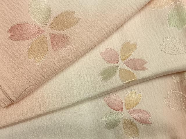 平和屋着物●長襦袢 無双仕立て 舞桜文 暈し染め 正絹 逸品 AABM8328fy