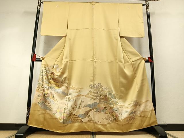 平和屋着物●豪華色留袖 作家物 螺鈿 松竹梅 風景花文 暈し染め 金銀彩 正絹 逸品 AABM8334fy