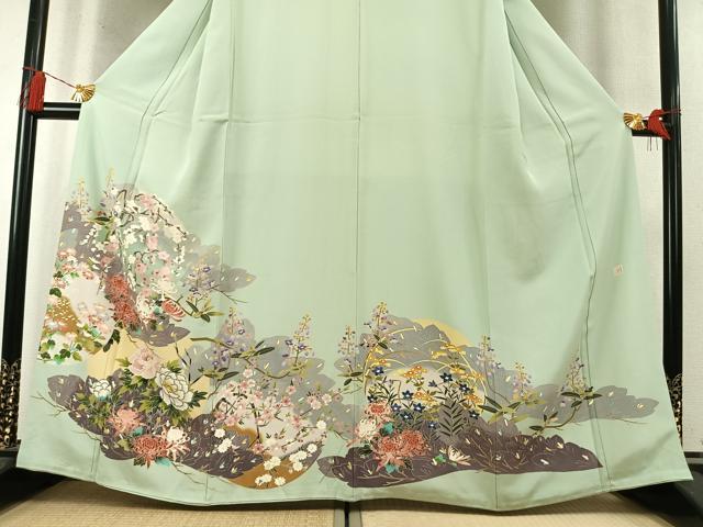 平和屋着物●高級染元 粋峰 林芳夫 京加賀友禅 色留袖 草花文 正絹 逸品 未使用 AABM8336fy