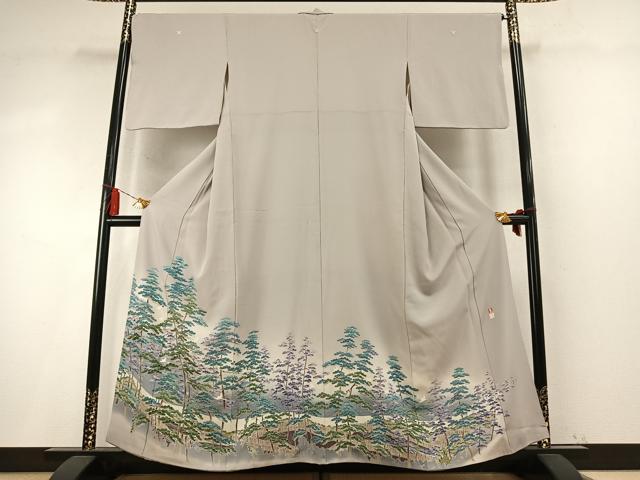 平和屋着物●豪華色留袖 友禅 作家物 飛鳥松文 暈し染め 正絹 逸品 AABM8340fy