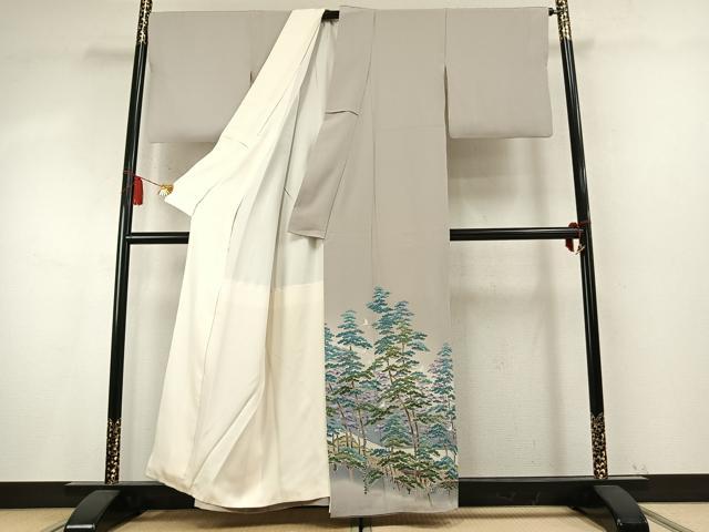 平和屋着物●豪華色留袖 友禅 作家物 飛鳥松文 暈し染め 正絹 逸品 AABM8340fy