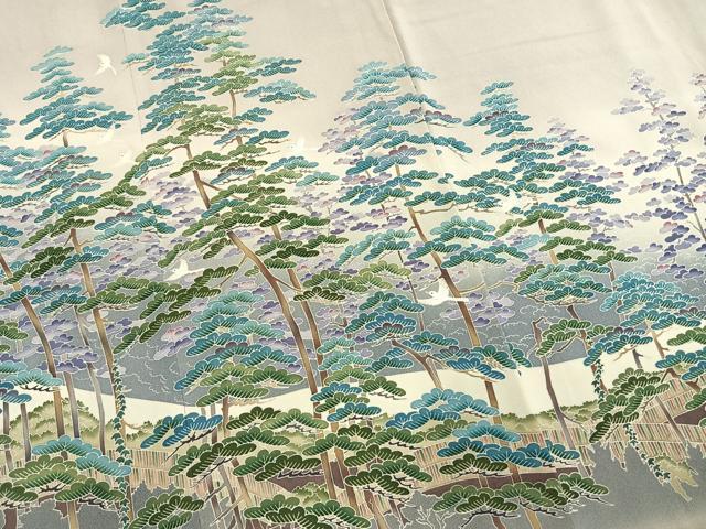 平和屋着物●豪華色留袖 友禅 作家物 飛鳥松文 暈し染め 正絹 逸品 AABM8340fy