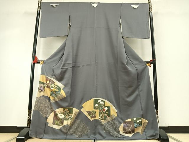 平和屋着物●豪華色留袖 駒刺繍 色紙地紙花鳥文 金銀彩 正絹 逸品 未使用 AABM8341fy