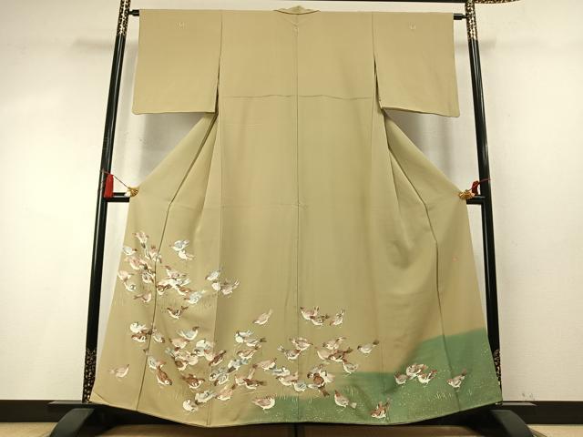 平和屋着物●豪華色留袖 作家物 雀 金銀彩 正絹 逸品 未使用 AABM8344fy