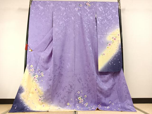 平和屋着物●豪華振袖 舞桜文 暈し染め ロング丈 正絹 逸品 AABM8356fy