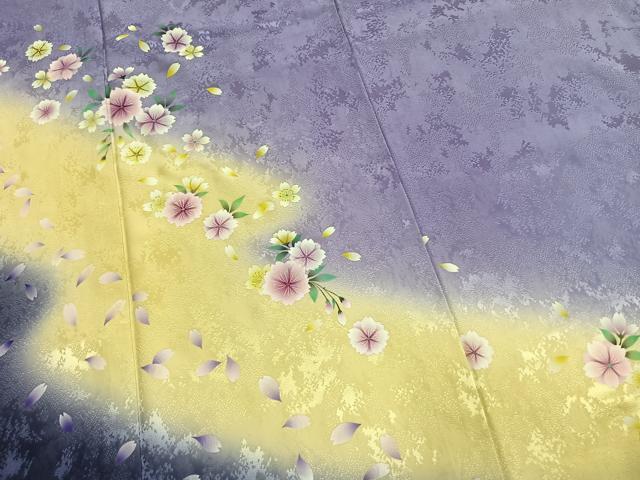 平和屋着物●豪華振袖 舞桜文 暈し染め ロング丈 正絹 逸品 AABM8356fy