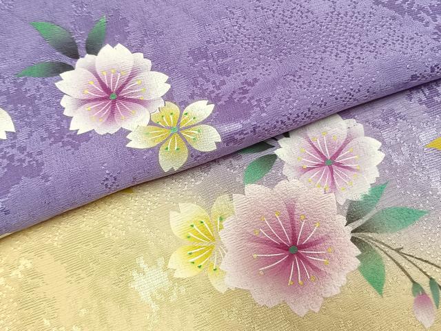 平和屋着物●豪華振袖 舞桜文 暈し染め ロング丈 正絹 逸品 AABM8356fy