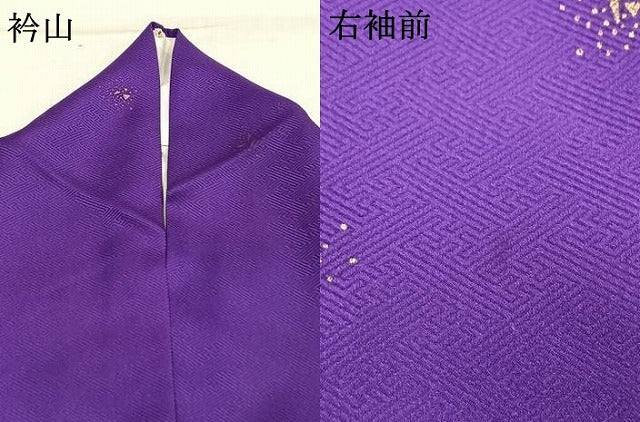 平和屋着物●小振袖 二尺袖 草花文 金彩 洗える着物 AABM8358fy