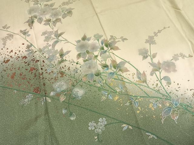 平和屋着物●訪問着 螺鈿 花蝶文 暈し染め 金銀彩 正絹 逸品 AABM8362fy