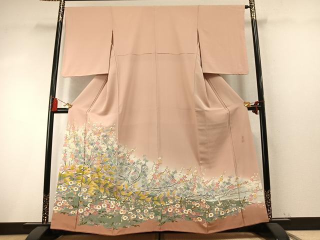平和屋着物●本加賀友禅作家 百貫華峰 色留袖 花鳥文 暈し染め 正絹 逸品 AABM8371fy