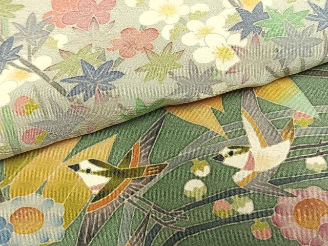 平和屋着物●本加賀友禅作家 百貫華峰 色留袖 花鳥文 暈し染め 正絹 逸品 AABM8371fy