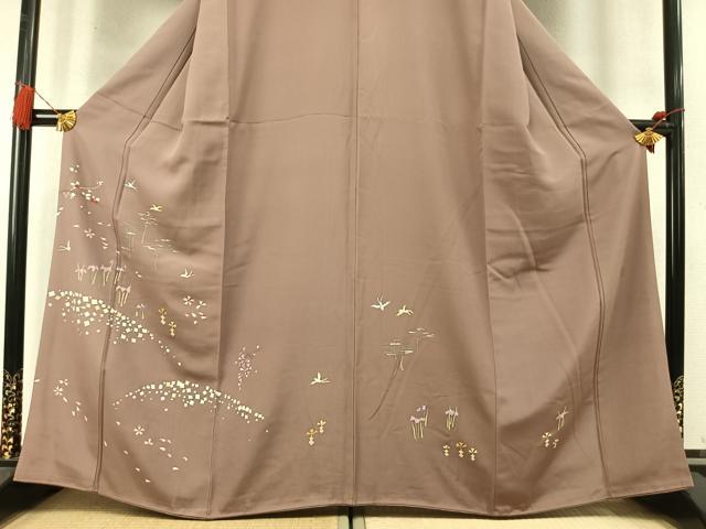 平和屋着物●訪問着 作家物 刺繍 花鳥文 正絹 逸品 AABM8381fy
