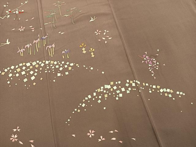 平和屋着物●訪問着 作家物 刺繍 花鳥文 正絹 逸品 AABM8381fy