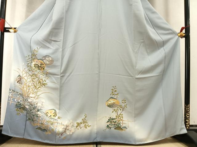 平和屋着物●訪問着 刺繍 草花文 暈し染め 金銀彩 さが美扱い 正絹 逸品 AABM8382fy