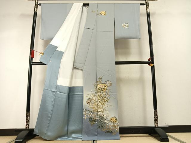 平和屋着物●訪問着 刺繍 草花文 暈し染め 金銀彩 さが美扱い 正絹 逸品 AABM8382fy