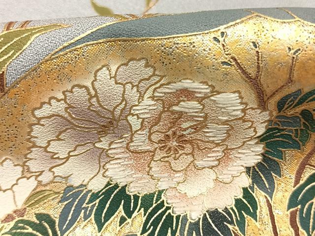 平和屋着物●訪問着 刺繍 草花文 暈し染め 金銀彩 さが美扱い 正絹 逸品 AABM8382fy