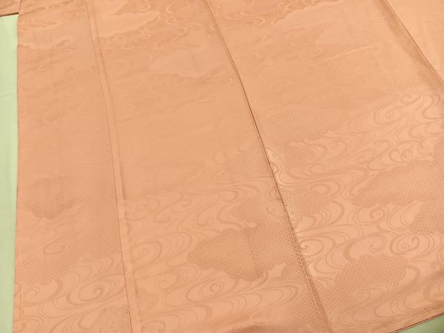 平和屋着物●上質な色無地 雲取り流水地紋 東雲色 正絹 逸品 未使用 AABM8386fy