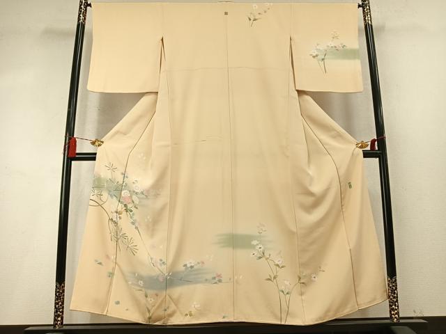 平和屋着物●訪問着 友禅 作家物 草花文 暈し染め 正絹 逸品 AABM8392fy