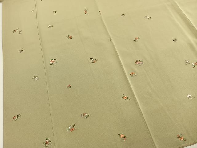 平和屋着物●上質な小紋 総刺繍 草花文 金糸 正絹 逸品 未使用 AABM8398fy