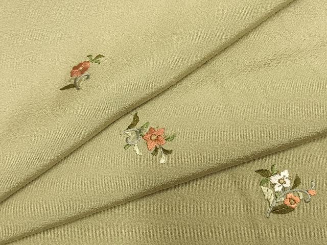 平和屋着物●上質な小紋 総刺繍 草花文 金糸 正絹 逸品 未使用 AABM8398fy