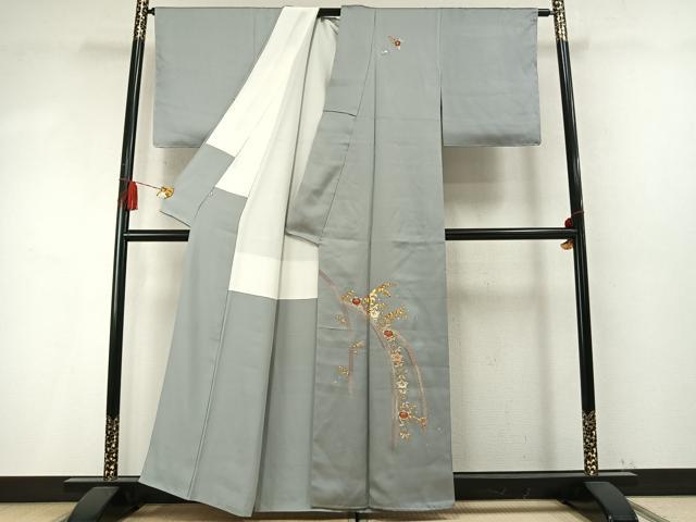 平和屋着物●訪問着 総刺繍 駒刺繍 草花文 金銀糸 松坂屋扱い 正絹 逸品 未使用 AABM8405fy