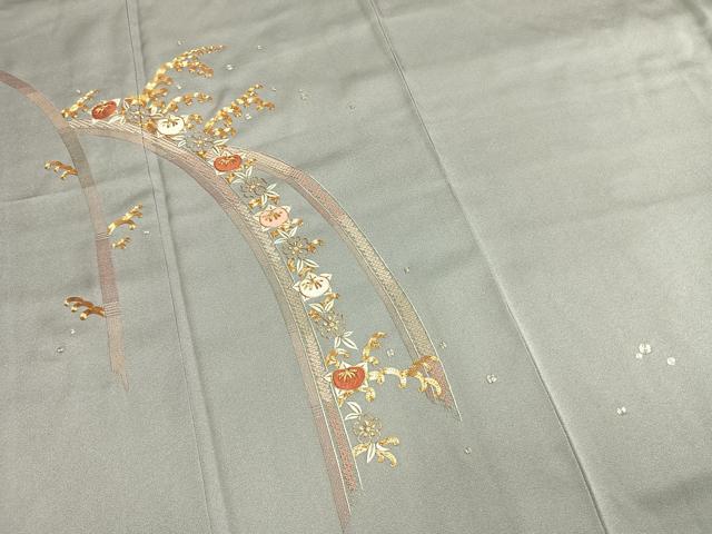 平和屋着物●訪問着 総刺繍 駒刺繍 草花文 金銀糸 松坂屋扱い 正絹 逸品 未使用 AABM8405fy
