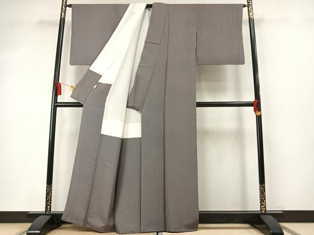 平和屋着物●江戸小紋 万筋 青色×灰色 正絹 逸品 AABM8408fy