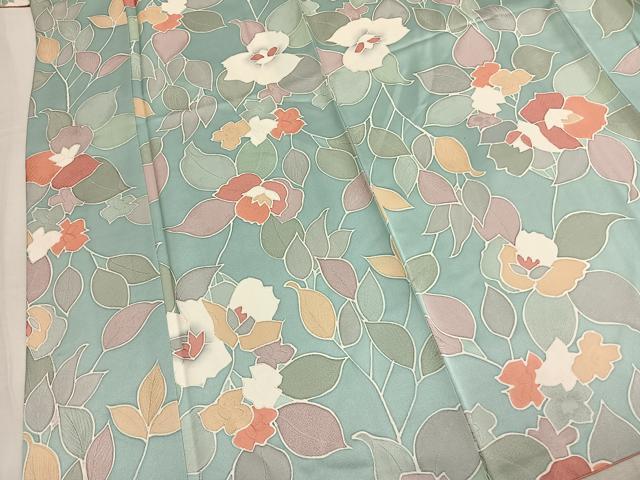 平和屋着物●上質な小紋 地紋起こし 草花文 正絹 逸品 AABM8410fy