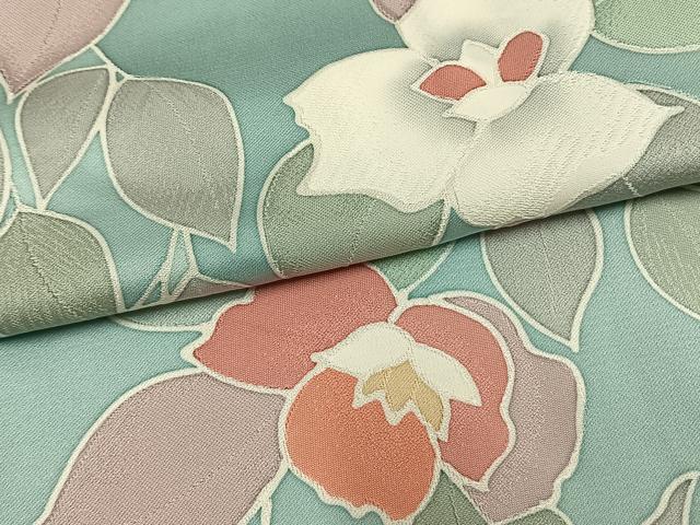 平和屋着物●上質な小紋 地紋起こし 草花文 正絹 逸品 AABM8410fy