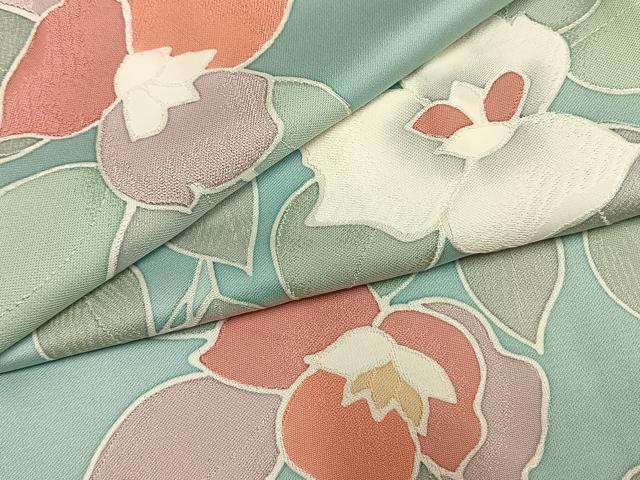平和屋着物●上質な小紋 地紋起こし 草花文 正絹 逸品 AABM8410fy