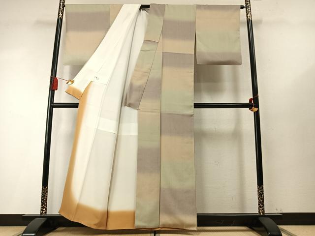 平和屋着物●上質な紬 霞文 正絹 逸品 AABM8418fy