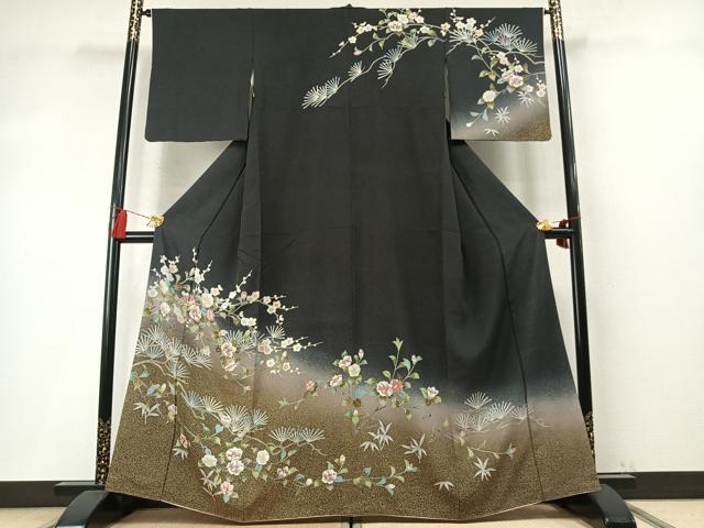 平和屋着物●訪問着 松竹梅 枝花文 暈し染め 正絹 逸品 AABM8426fy