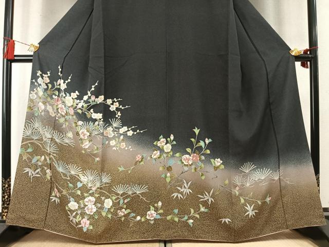 平和屋着物●訪問着 松竹梅 枝花文 暈し染め 正絹 逸品 AABM8426fy