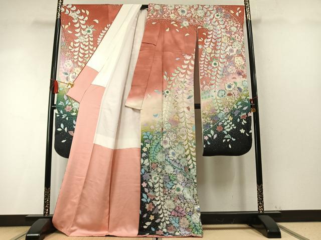 平和屋着物●豪華振袖 絞り 辻が花 暈し染め 銀通し地 正絹 逸品 AABM8428fy