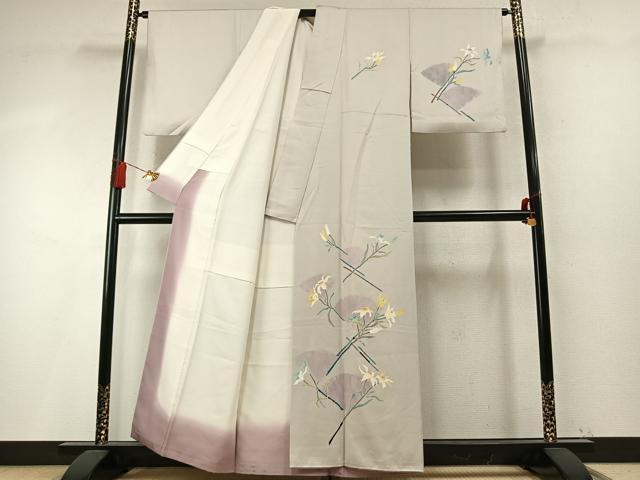 平和屋着物●日本工芸会正会員 染色作家 木原明 訪問着 枝花文 正絹 逸品 AABM8432fy