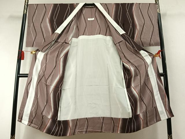 平和屋着物●長襦袢 無双仕立て よろけ縞 暈し染め 正絹 逸品 未使用 AABM8435fy