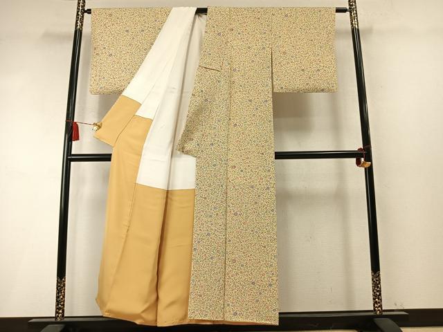 平和屋着物●銀座伊勢由 上質な小紋 草花文 たとう紙付き 正絹 逸品 AABM8442fy