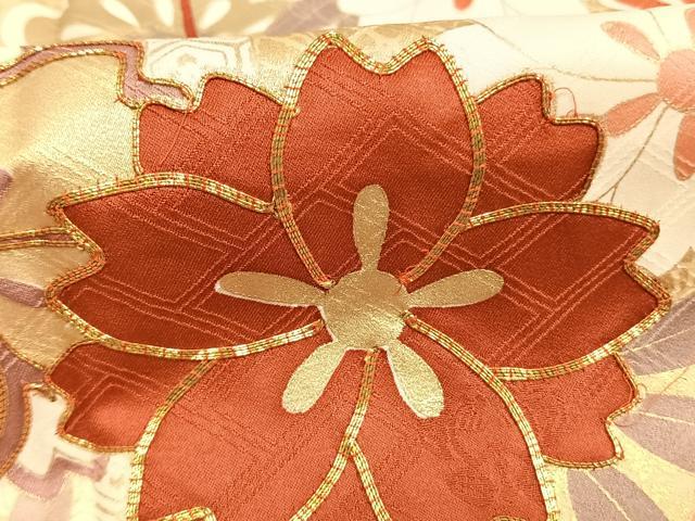 平和屋着物●十日町老舗ブランド 吉澤友禅 吾妻徳穂 振袖 駒刺繍 草花文 金彩 正絹 逸品 AABM8452fy