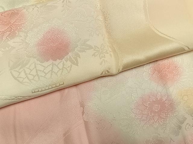 平和屋着物●振袖用長襦袢袷 陶器花地紋 暈し染め 半衿刺繍 正絹 逸品 AABM8461fy