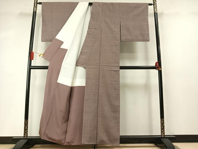 平和屋着物●本場結城紬 鳩羽鼠色 証紙 反端付き正絹 逸品 未使用 AABM8471fy