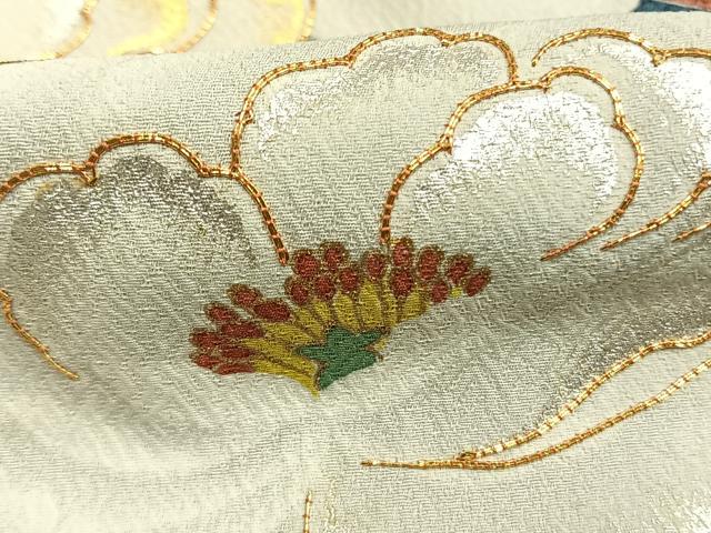 平和屋着物●京友禅の第一人者 松井青々 訪問着 駒刺繍 枝梅花文 黒地 金銀彩 正絹 逸品 AABM8479fy