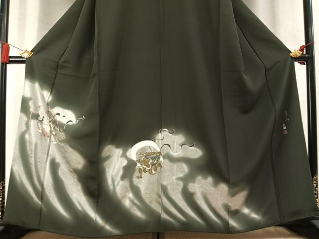 平和屋着物●松尾光琳 訪問着 風神雷神 暈し染め 銀彩 正絹 逸品 AABM8484fy