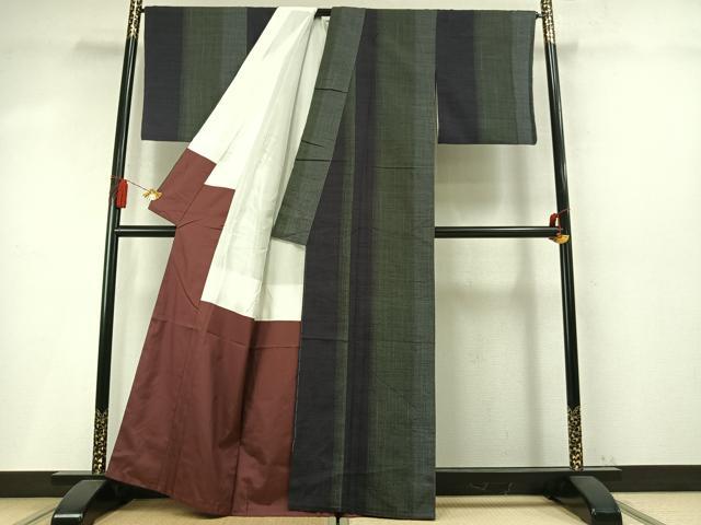 平和屋着物●上質な紬 間道 正絹 逸品 AABM8499fy