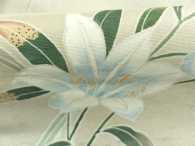 平和屋着物●訪問着 白山紬 友禅 草花文 正絹 逸品 AABM8507fy