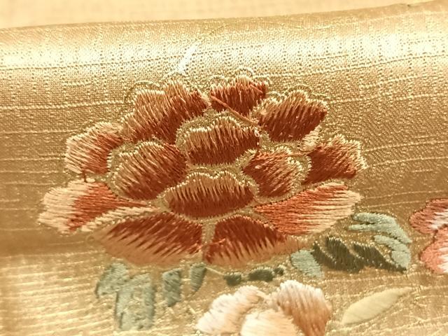平和屋着物●訪問着 刺繍 草花文 暈し染め 金糸 金彩 正絹 逸品 未使用 AABM8508fy