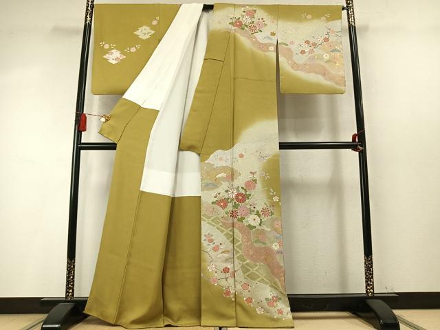 平和屋着物●京友禅の第一人者 松井青々 訪問着 松竹梅 道長花文 暈し染め 金銀彩 正絹 逸品 未使用 AABM8510fy