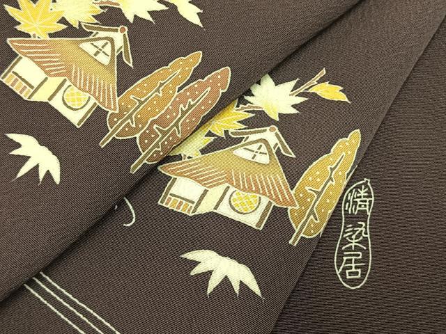 平和屋着物●名門・上野家 上野街子 清染居 訪問着 風景花文 正絹 逸品 AABM8519fy