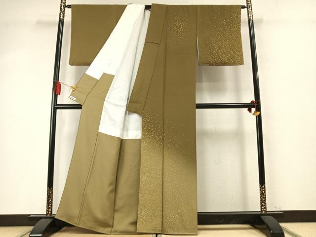 平和屋着物●人間国宝 福田喜重 刺繍 訪問着 散らし文 暈し染め 金彩 正絹 逸品 AABM8521fy