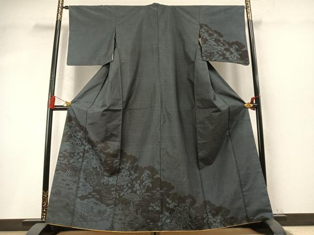 平和屋着物●訪問着 本場大島紬 9マルキ 松竹梅 御所車文 正絹 逸品 AABM8537fy
