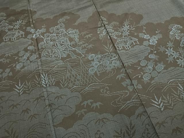 平和屋着物●訪問着 本場大島紬 9マルキ 松竹梅 御所車文 正絹 逸品 AABM8537fy